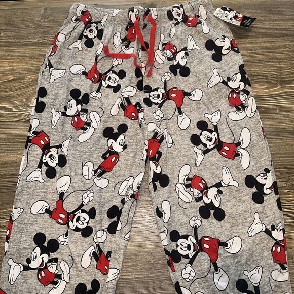 Mens Disney Mickey Mouse Winter Sleep Pants Gray Small. NWT. G - Picture 1 of 6